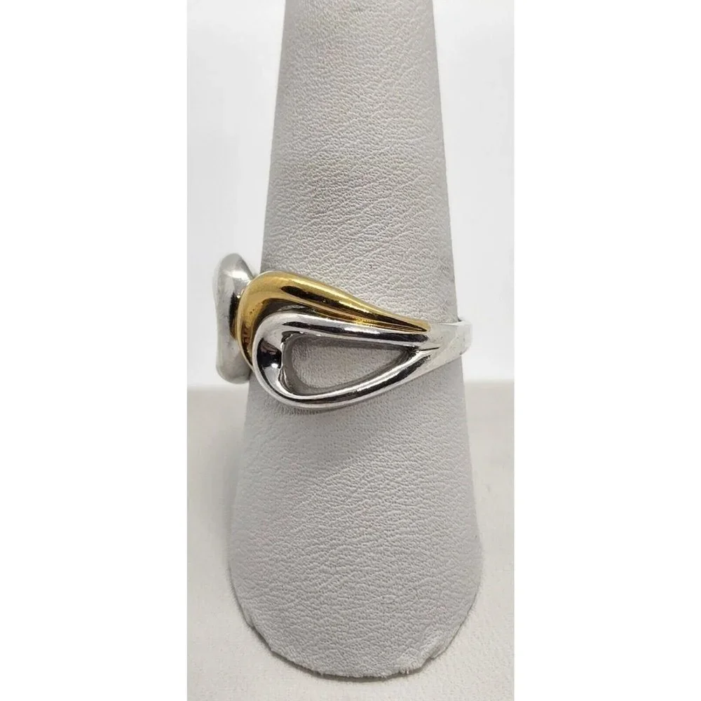 Silver ring 925 Vintage ELLE Accent Red Ruby inside the band size 9